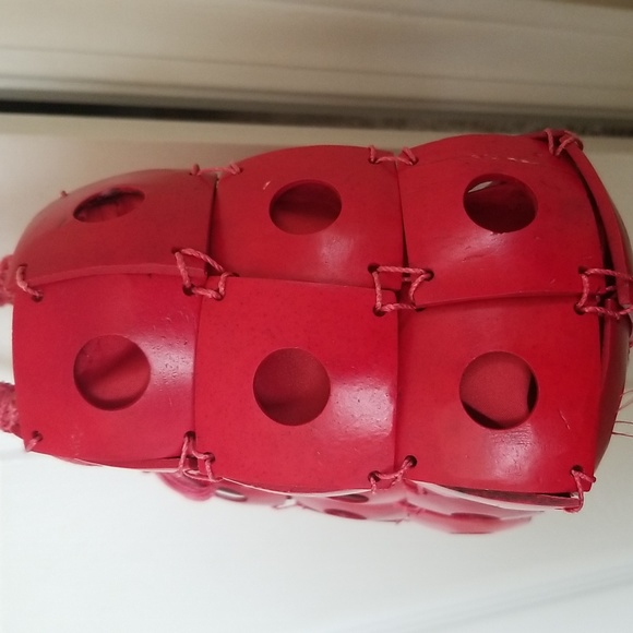 Unique Super Cute Red Wood Pieced Purse. - Picture 5 of 7